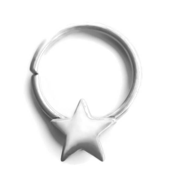 (20G-14G) 925 Sterling Silver Star Septum Ring or Daith Cartilage Hoop Earring - Picture 2 of 9